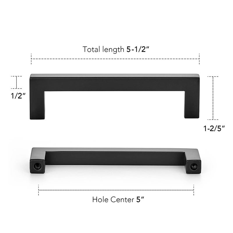 HomeExpert Home Expert Square Cabinet Pulls 25 Pack 5 Inch Matte Black Cabinet Handles Kitchen Hardware for Cupboard - Image 3